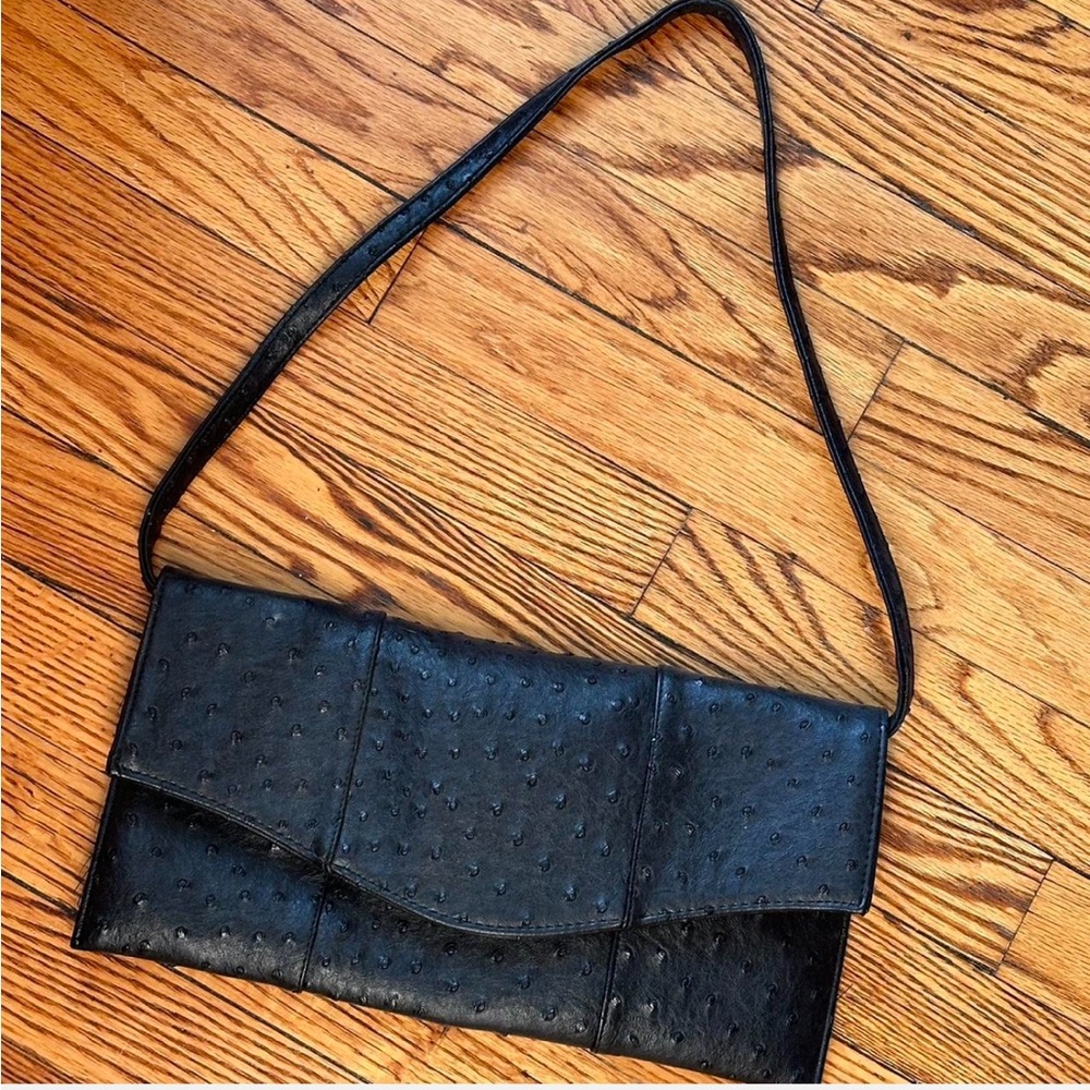 Black Textured Clutch Bag
